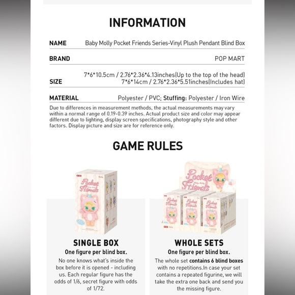 PopMart Molly Pocket Friends Who’s the Good Girl Plush Pendant New w/ Box & Card - Picture 6 of 6